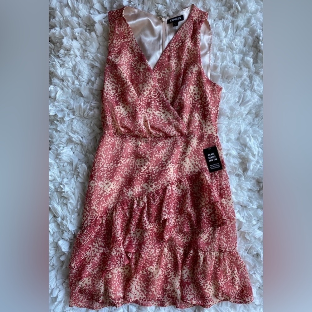 Express Paisley Ruffle Wrap Front Dress - Picture 6 of 16